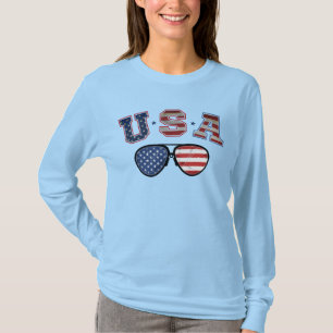 Camiseta Gafas de sol de la bandera estadounidense del Día 