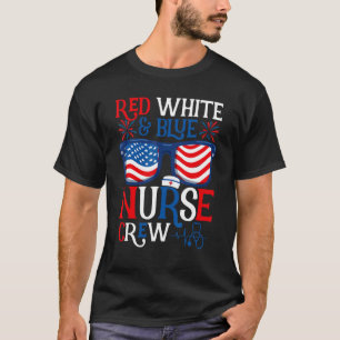 Camiseta Gafas De Sol De La Enfermería Azul Blanco Rojo