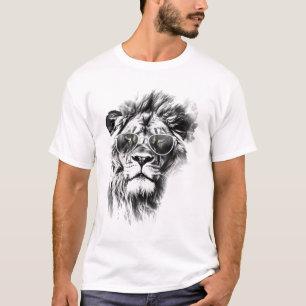 Camiseta Gafas de sol de león Arte Dibujo animal León