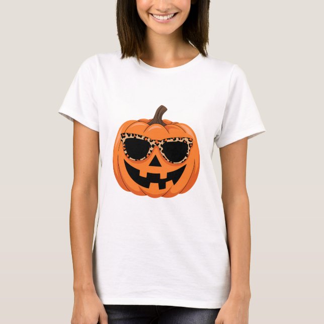 Camiseta Gafas de sol de leopardo de moda Calabaza (Anverso)