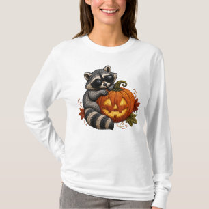 Camiseta Gafas de sol de mapache de Halloween Bordado de ca