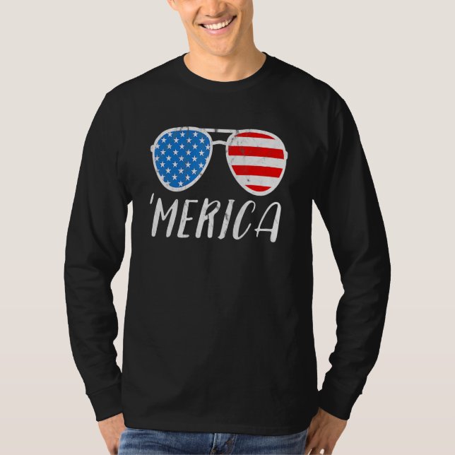 Camiseta Gafas de sol de Merica 4 de julio Bandera estadoun (Anverso)