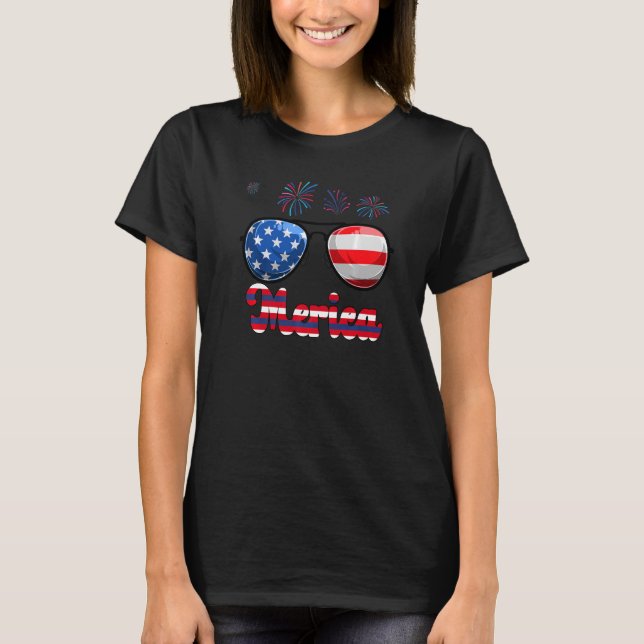 Camiseta Gafas De Sol De Merica 4 De Julio Chicas Hombres M (Anverso)