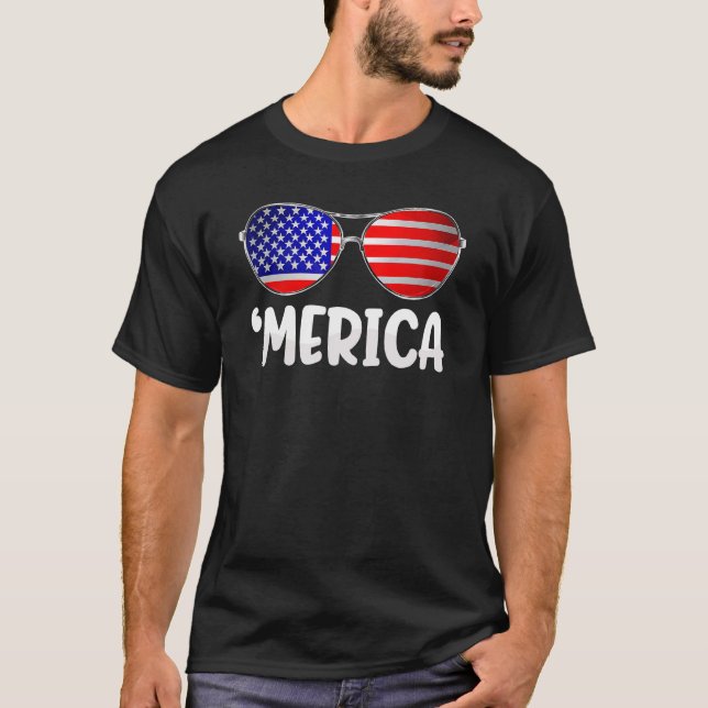 Camiseta Gafas De Sol De Merica 4 De Julio Chicas Hombres M (Anverso)