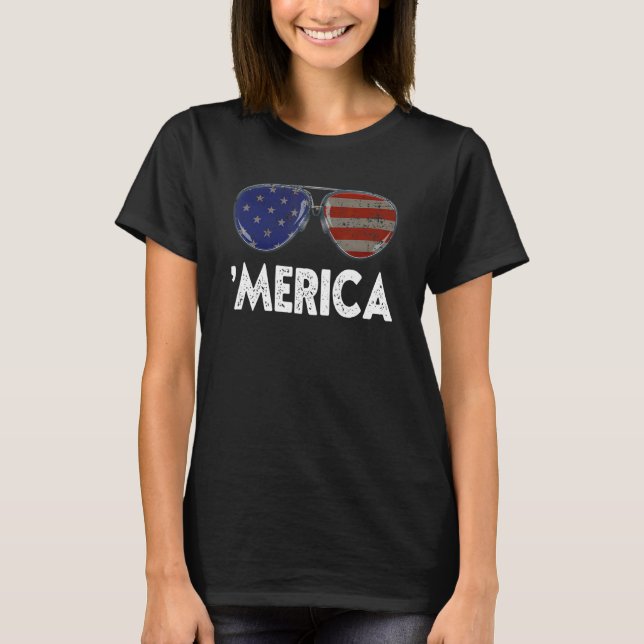 Camiseta Gafas De Sol De Merica 4 De Julio Chicas Hombres M (Anverso)