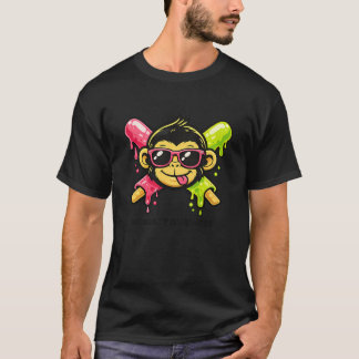Camiseta Gafas de sol de mono de dibujos animados béisbol a