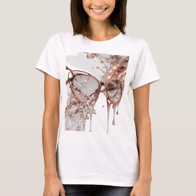 CAMISETA GAFAS DE SOL DE ORO ROSADO CON SALPICADURAS DE AGU (Anverso)