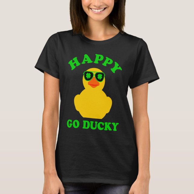 Camiseta Gafas de sol de pato de goma Feliz Go Ducky Pun St (Anverso)