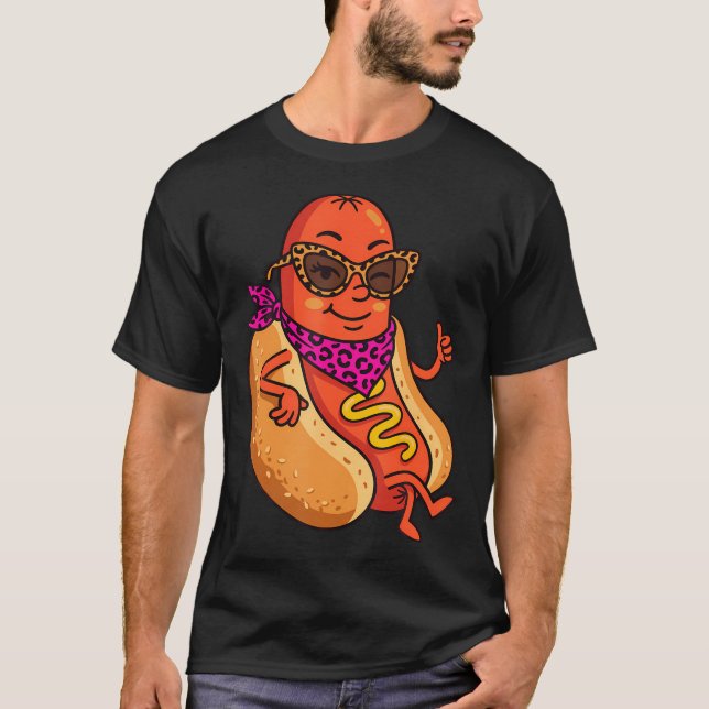Camiseta Gafas de sol de perrito caliente guiñando (Anverso)