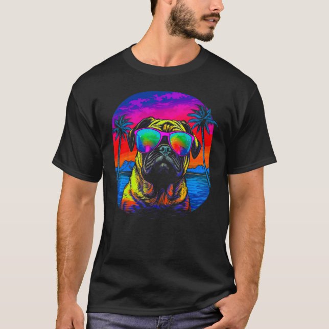 Camiseta Gafas de sol de perro de pug (Anverso)