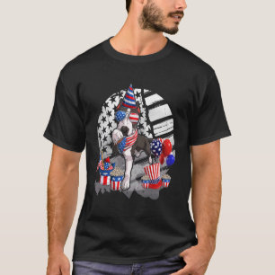 Camiseta Gafas de sol de perro Pitbull negro lindo bandera