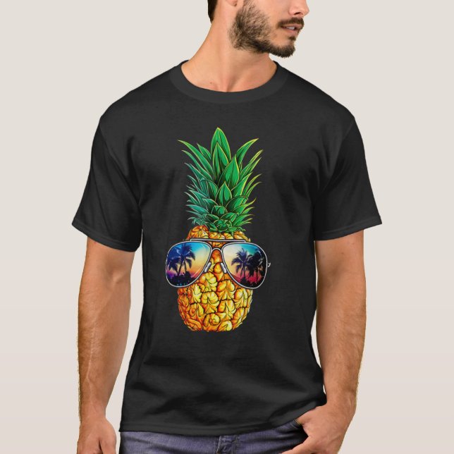 Camiseta Gafas de sol de piña de verano Aloha Bebidas Hawai (Anverso)