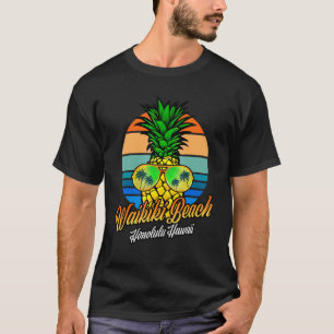 Camiseta Gafas de sol de piña hawaiana Waikiki Beach Honolu