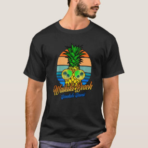 Camiseta Gafas de sol de piña hawaiana Waikiki Beach Honolu