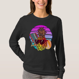 Camiseta Gafas de sol de piña tropical Vapo Art de los años