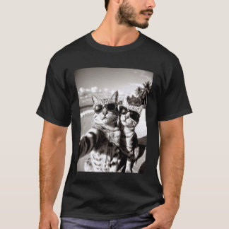 Camiseta Gafas de sol de playa para gatos geniales Selfie V