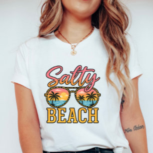 Camiseta Gafas de sol de playa salada; Palma retro de veran