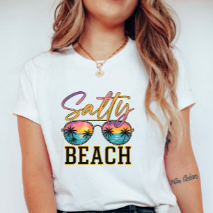 Camiseta Gafas de sol de playa salada; Retro palma de veran