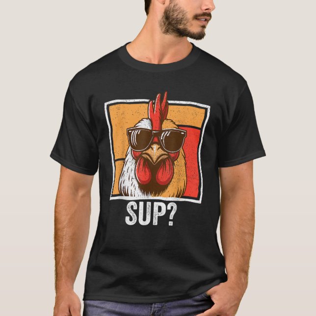 Camiseta Gafas de sol de pollo Granja de animales Divertido (Anverso)