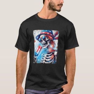 Camiseta Gafas de sol de popsicle de esqueleto del 4 de jul