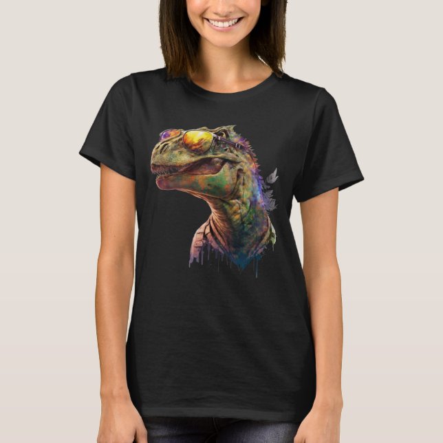 Camiseta Gafas de sol de Raptor de dinosaurio divertido Gua (Anverso)