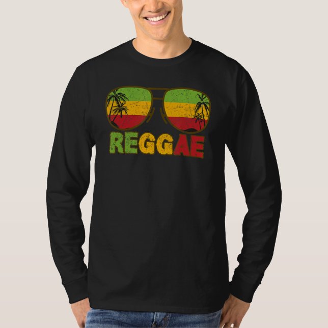 Camiseta Gafas de sol de reggae Rastafari Rasta Jamaica Reg (Anverso)