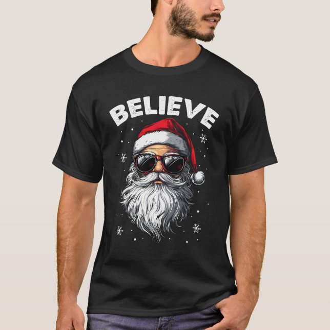 Camiseta Gafas de sol de Santa Face creen que Navidades nav (Anverso)
