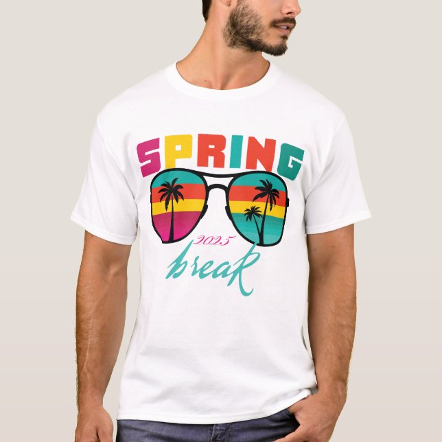 Camiseta Gafas de sol de Spring Break 2025 Atardecer Retro (Anverso)