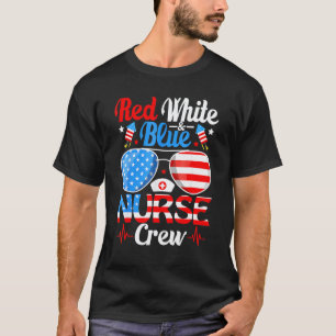 Camiseta Gafas de sol de tripulación de enfermera rojas bla