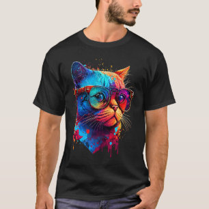 Camiseta Gafas de sol de un gato coloridas gafas de mamá es
