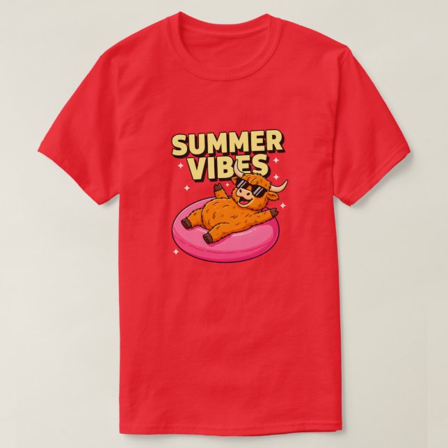Camiseta Gafas de sol de vaca de las Highlands con vibracio (Diseño del anverso)