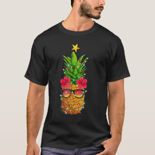Camiseta Gafas de sol de verano Navidad iluminando piña