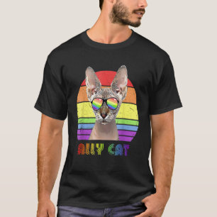 Camiseta Gafas de sol del orgullo gay arcoiris del gato Lgb