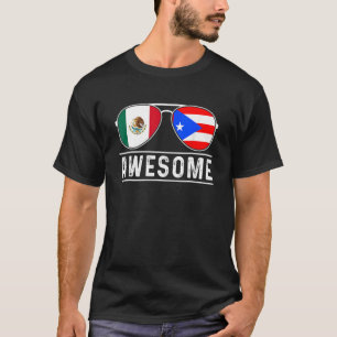 Camiseta Gafas De Sol Del Orgullo Puertorriqueño Y Mexicano