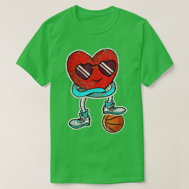 Camiseta Gafas de sol Día de San Valentín Baloncesto Vi (Diseño del anverso)