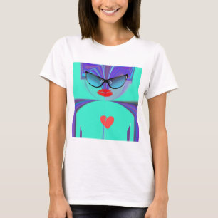 Camiseta Gafas de sol Diva Aura Vibrantes Corazón Rojo Alta