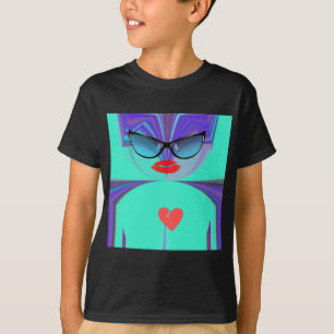 Camiseta Gafas de sol Diva Aura Vibrantes Corazón Rojo Alta