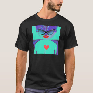 Camiseta Gafas de sol Diva Aura Vibrantes Corazón Rojo Alta