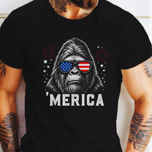 Camiseta Gafas de sol divertidas Bigfoot Merica 4 de julio