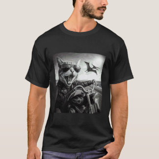Camiseta Gafas de sol divertidas de motocicleta de gato de 