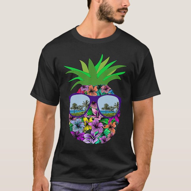 Camiseta Gafas de sol divertidas de piña Aloha Hawaii B (Anverso)