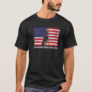 Camiseta Gafas de sol Doberman Pinscher Mamá Bandera Americ