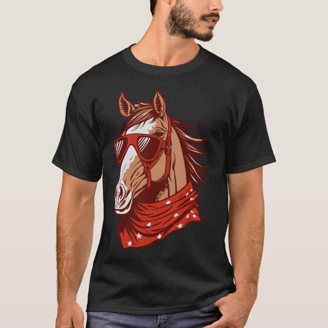 Camiseta Gafas de sol ecuestres Caballo de caballo (Anverso)