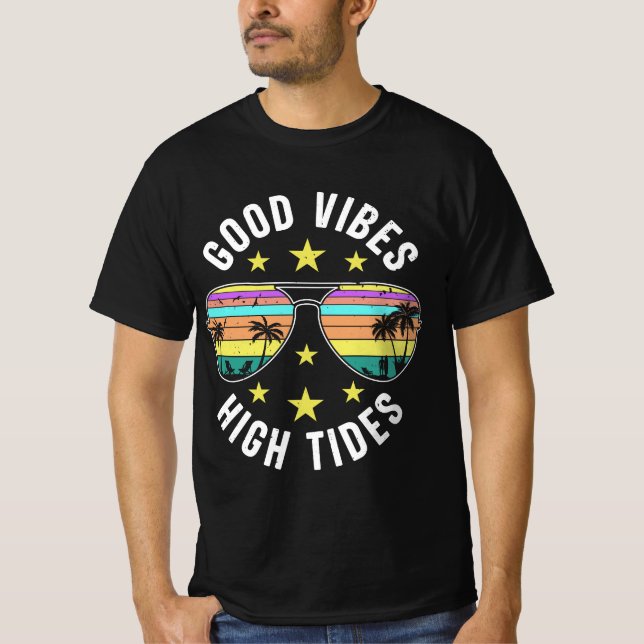 Camiseta Gafas De Sol Elegantes Con Buenos Vibes De Alta Ma (Anverso)