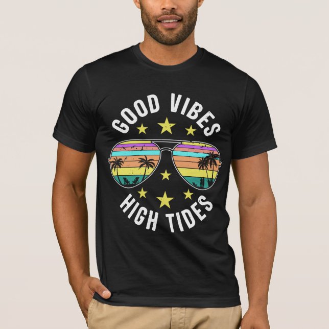 Camiseta Gafas De Sol Elegantes Con Buenos Vibes De Alta Ma (Anverso)