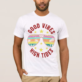 Camiseta Gafas De Sol Elegantes Con Buenos Vibes De Alta Ma