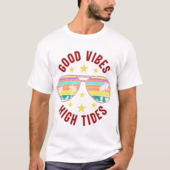 Camiseta Gafas De Sol Elegantes Con Buenos Vibes De Alta Ma (Anverso)