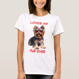 Camiseta Gafas de sol en forma de corazón de Yorkie Yorkshi