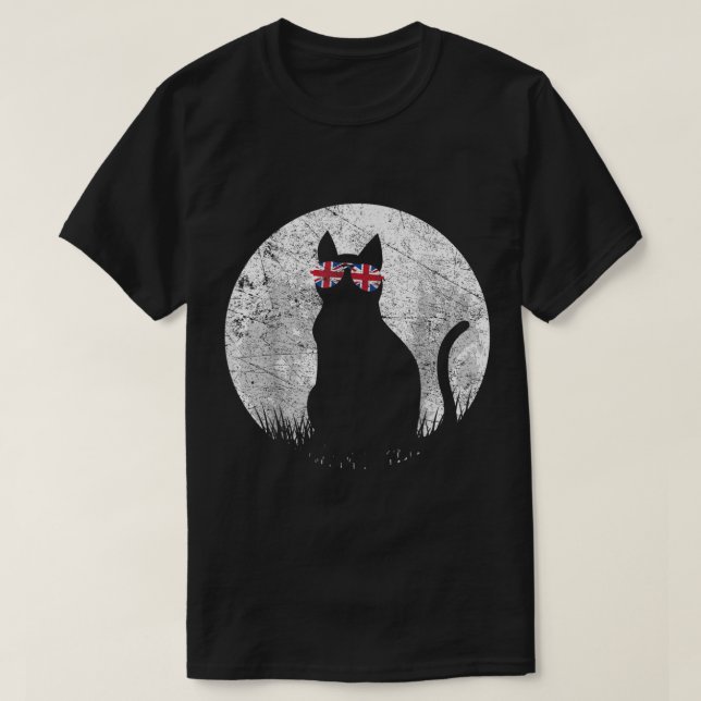 Camiseta Gafas de sol Gafas de gato Reino Unido Bandera bri (Diseño del anverso)