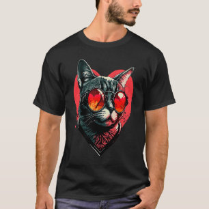 Camiseta Gafas de sol gato corazón adorable gatito minino g